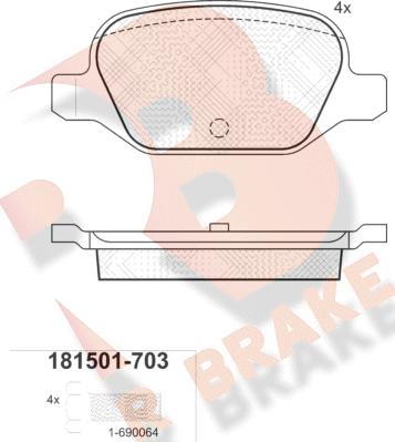 R Brake RB1501-703 - Bremžu uzliku kompl., Disku bremzes ps1.lv