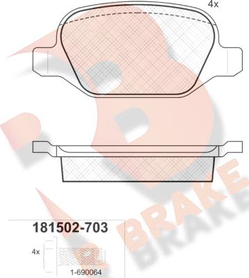 R Brake RB1502-703 - Bremžu uzliku kompl., Disku bremzes ps1.lv