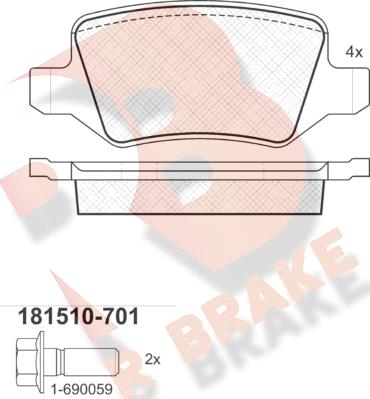 R Brake RB1510-701 - Bremžu uzliku kompl., Disku bremzes ps1.lv