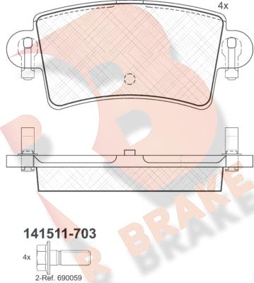 R Brake RB1511-703 - Bremžu uzliku kompl., Disku bremzes ps1.lv