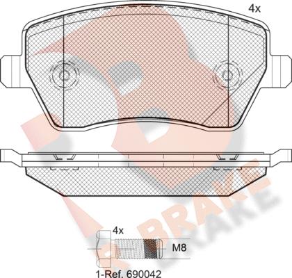 R Brake RB1534-700 - Bremžu uzliku kompl., Disku bremzes ps1.lv