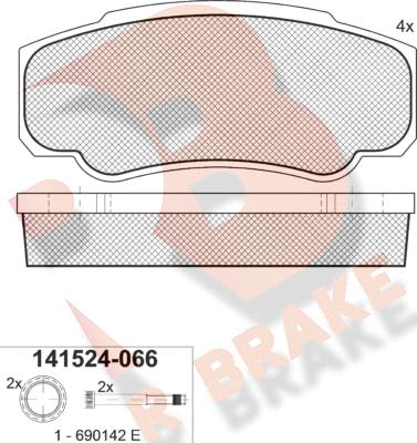 R Brake RB1524-066 - Bremžu uzliku kompl., Disku bremzes ps1.lv