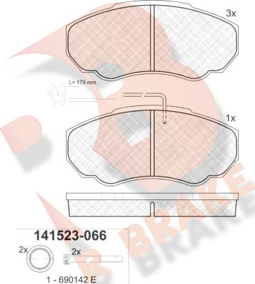 R Brake RB1523-066 - Bremžu uzliku kompl., Disku bremzes ps1.lv