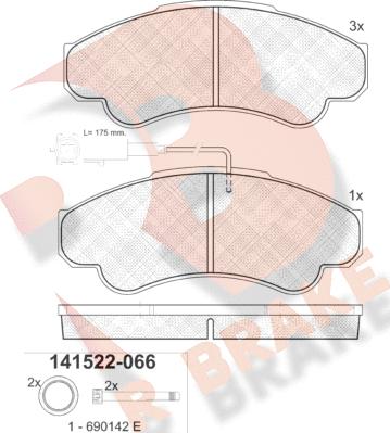 R Brake RB1522 - Bremžu uzliku kompl., Disku bremzes ps1.lv