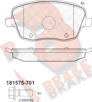 R Brake RB1575-701 - Bremžu uzliku kompl., Disku bremzes ps1.lv