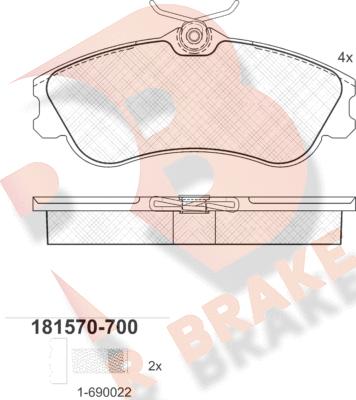 R Brake RB1570-700 - Bremžu uzliku kompl., Disku bremzes ps1.lv