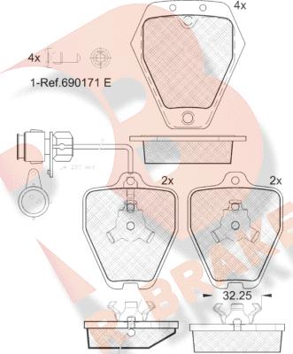 R Brake RB1693 - Bremžu uzliku kompl., Disku bremzes ps1.lv