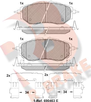 R Brake RB1697-067 - Bremžu uzliku kompl., Disku bremzes ps1.lv