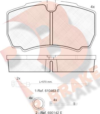 R Brake RB1640-229 - Bremžu uzliku kompl., Disku bremzes ps1.lv