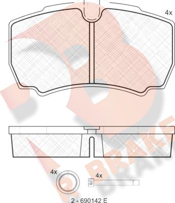 R Brake RB1640 - Bremžu uzliku kompl., Disku bremzes ps1.lv