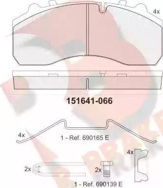 R Brake RB1641 - Bremžu uzliku kompl., Disku bremzes ps1.lv