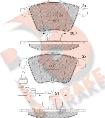 R Brake RB1654 - Bremžu uzliku kompl., Disku bremzes ps1.lv