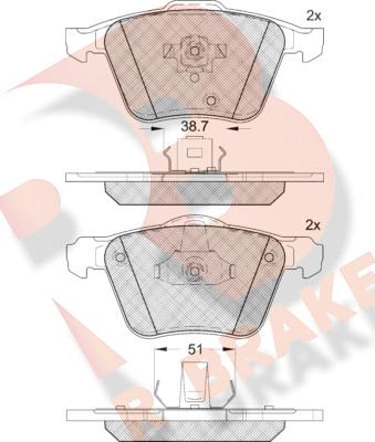 R Brake RB1655 - Bremžu uzliku kompl., Disku bremzes ps1.lv