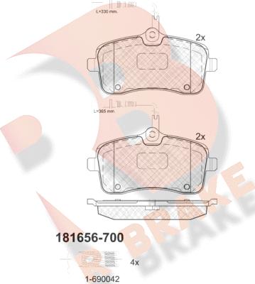 R Brake RB1656-700 - Bremžu uzliku kompl., Disku bremzes ps1.lv