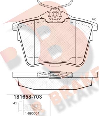 R Brake RB1658-703 - Bremžu uzliku kompl., Disku bremzes ps1.lv