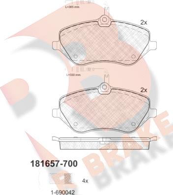 R Brake RB1657-700 - Bremžu uzliku kompl., Disku bremzes ps1.lv