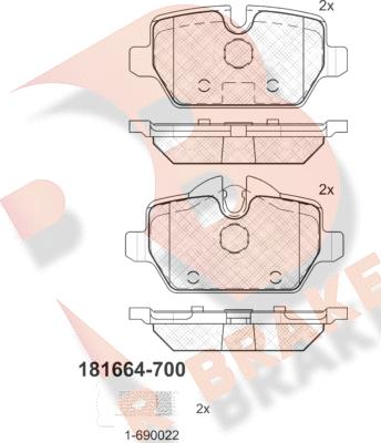 R Brake RB1664-700 - Bremžu uzliku kompl., Disku bremzes ps1.lv