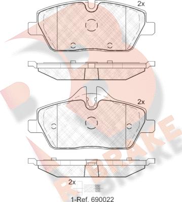 R Brake RB1662-202 - Bremžu uzliku kompl., Disku bremzes ps1.lv