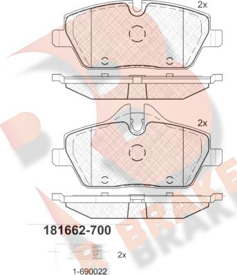 R Brake RB1662-700 - Bremžu uzliku kompl., Disku bremzes ps1.lv