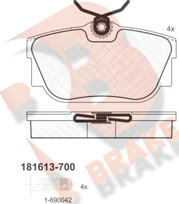 R Brake RB1613-700 - Bremžu uzliku kompl., Disku bremzes ps1.lv