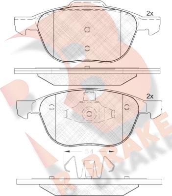 R Brake RB1617-202 - Bremžu uzliku kompl., Disku bremzes ps1.lv