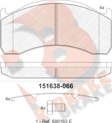 R Brake RB1638 - Bremžu uzliku kompl., Disku bremzes ps1.lv