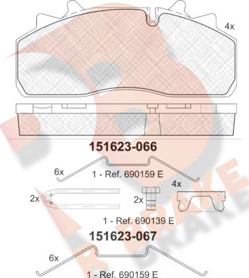 R Brake RB1623 - Bremžu uzliku kompl., Disku bremzes ps1.lv