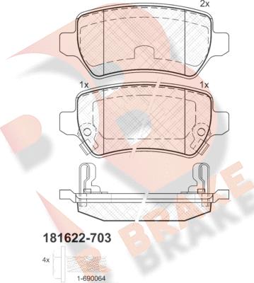 R Brake RB1622-703 - Bremžu uzliku kompl., Disku bremzes ps1.lv