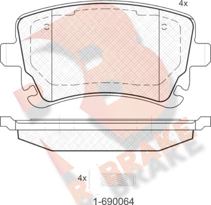 R Brake RB1674-204 - Bremžu uzliku kompl., Disku bremzes ps1.lv