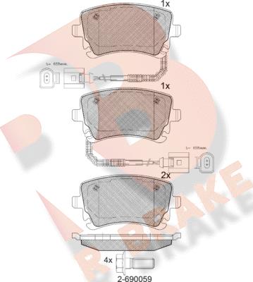 R Brake RB1674 - Bremžu uzliku kompl., Disku bremzes ps1.lv