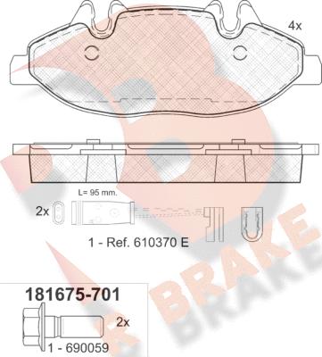 R Brake RB1675-701 - Bremžu uzliku kompl., Disku bremzes ps1.lv