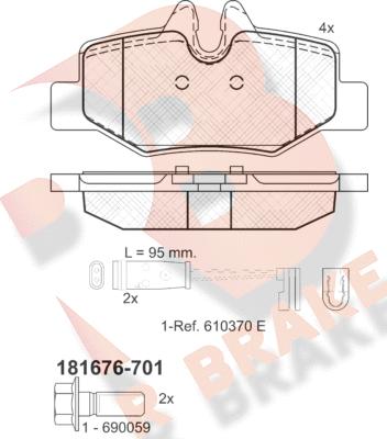 R Brake RB1676-701 - Bremžu uzliku kompl., Disku bremzes ps1.lv