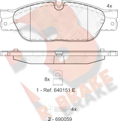 R Brake RB1672 - Bremžu uzliku kompl., Disku bremzes ps1.lv