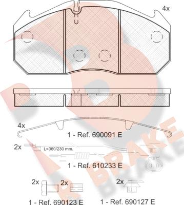 R Brake RB1040-114 - Bremžu uzliku kompl., Disku bremzes ps1.lv