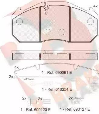 R Brake RB1040-115 - Bremžu uzliku kompl., Disku bremzes ps1.lv