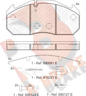 R Brake RB1040-113 - Bremžu uzliku kompl., Disku bremzes ps1.lv