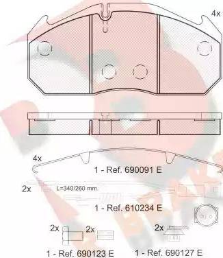 R Brake RB1040-112 - Bremžu uzliku kompl., Disku bremzes ps1.lv