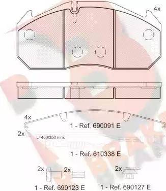 R Brake RB1040-127 - Bremžu uzliku kompl., Disku bremzes ps1.lv