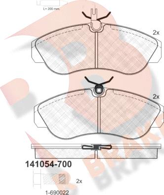 R Brake RB1054-700 - Bremžu uzliku kompl., Disku bremzes ps1.lv