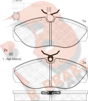 R Brake RB1053-203 - Bremžu uzliku kompl., Disku bremzes ps1.lv