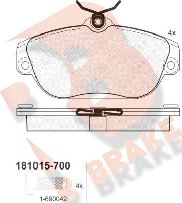 R Brake RB1015-700 - Bremžu uzliku kompl., Disku bremzes ps1.lv