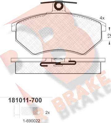 R Brake RB1011-700 - Bremžu uzliku kompl., Disku bremzes ps1.lv