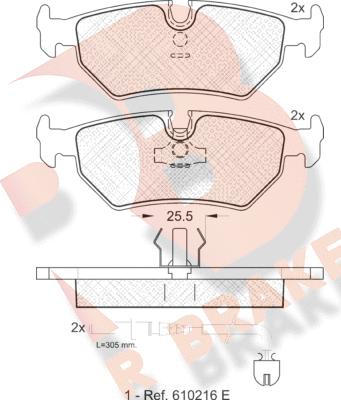 R Brake RB1087 - Bremžu uzliku kompl., Disku bremzes ps1.lv