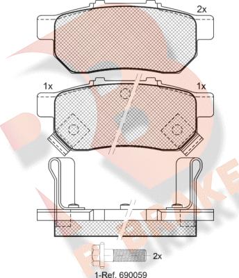 R Brake RB1024 - Bremžu uzliku kompl., Disku bremzes ps1.lv