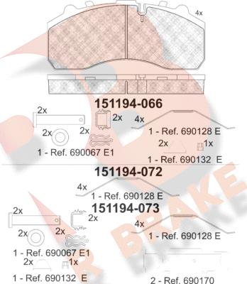 R Brake RB1194 - Bremžu uzliku kompl., Disku bremzes ps1.lv