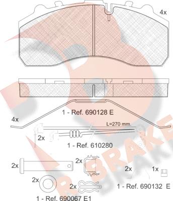 R Brake RB1194-118 - Bremžu uzliku kompl., Disku bremzes ps1.lv