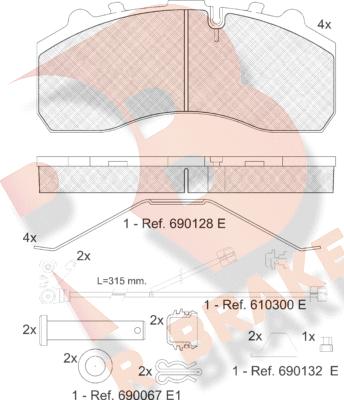 R Brake RB1194-117 - Bremžu uzliku kompl., Disku bremzes ps1.lv