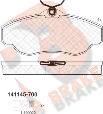 R Brake RB1145-700 - Bremžu uzliku kompl., Disku bremzes ps1.lv