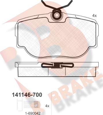 R Brake RB1146-700 - Bremžu uzliku kompl., Disku bremzes ps1.lv