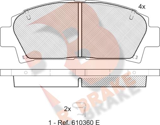 R Brake RB1169 - Bremžu uzliku kompl., Disku bremzes ps1.lv